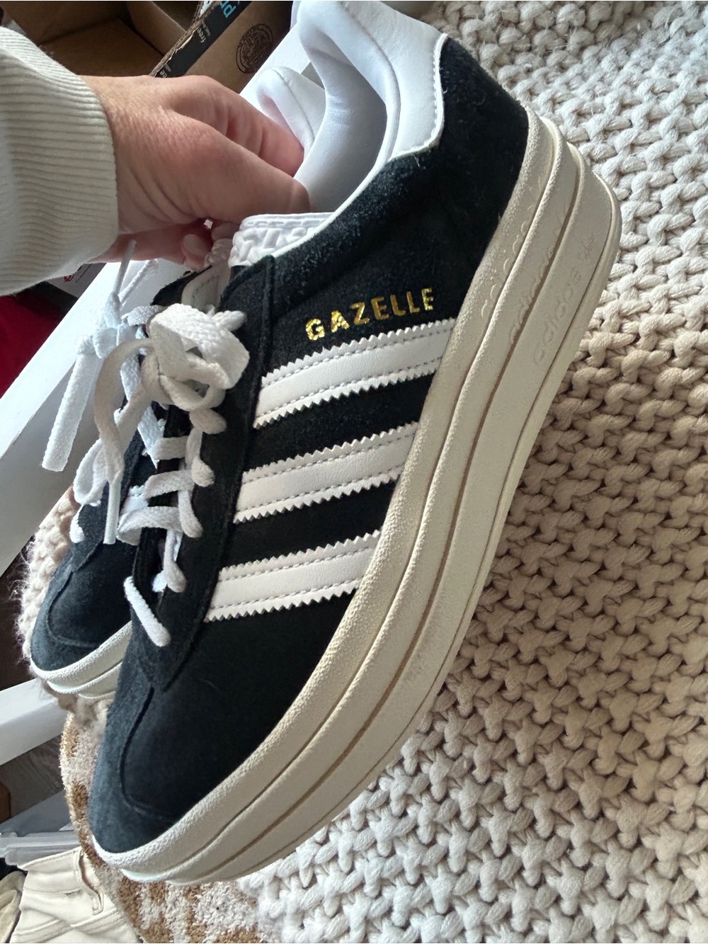 adidas Gazelle Platform Sneakers - Black & White